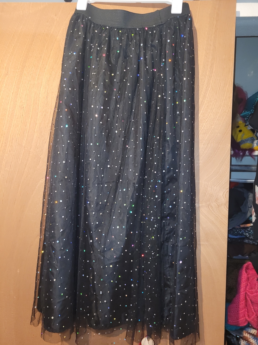 Black Sparkle Mesh Maxi Skirt Size 1xl